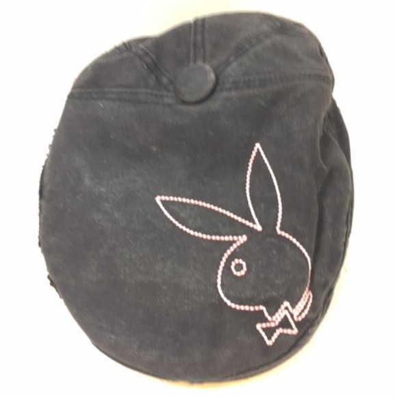 RARE Playboy Sequined Cap Hat Original  Black/Pink USED Vintage - Picture 12 of 16